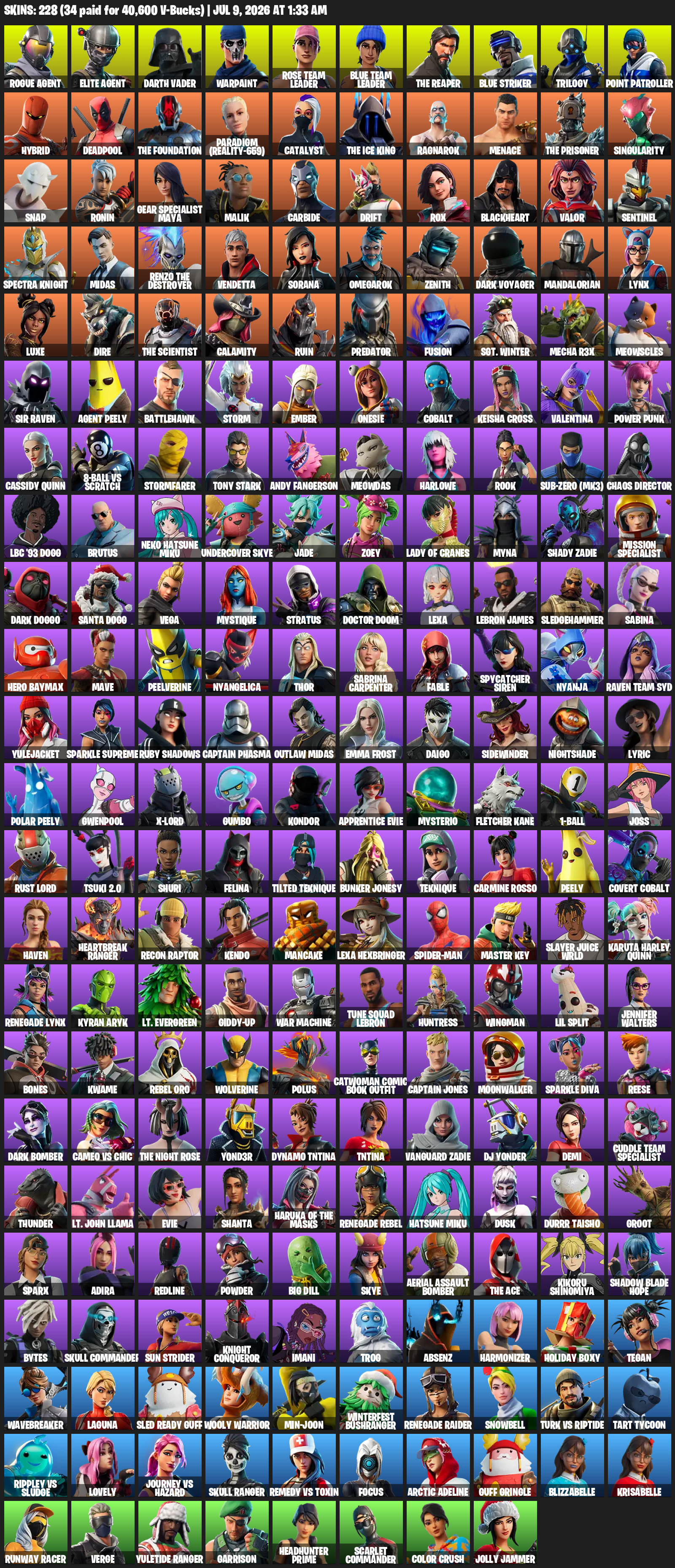 Foto completa de la cuenta de Fortnite